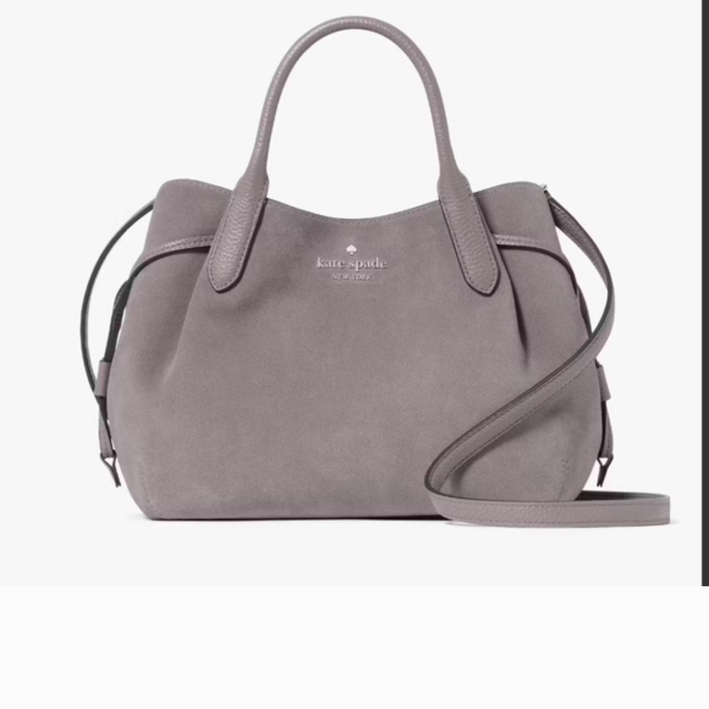 Gray Suede HANDBAG with Strap And Handle